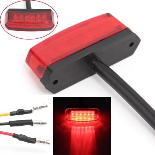 Motorcycle Universal ATV Bike Scooter Cafe Racer Scrambler Mini 6 LED Rear Lamp Taillight Running Stop Signal Brake Light Red