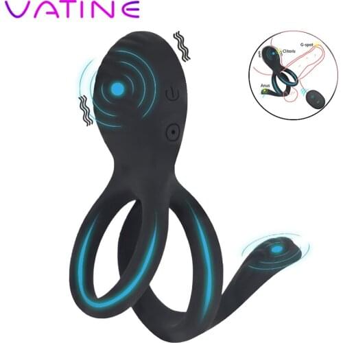VATINE 7 Speed Wireless Remote Control Delay Ejaculation Erection Lock Ring Long Lasting Vibrating Cock Ring Sex Toy for Men