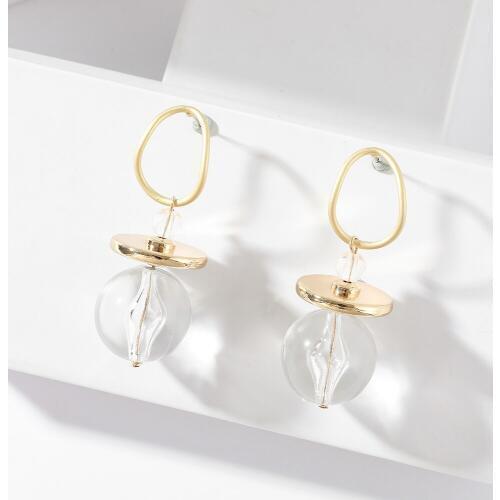 2019 Bohemia Transparent Big Ball Dangle Earring for Women Vintage Round Resin Statement Long Earrings Fashion Party Brincos