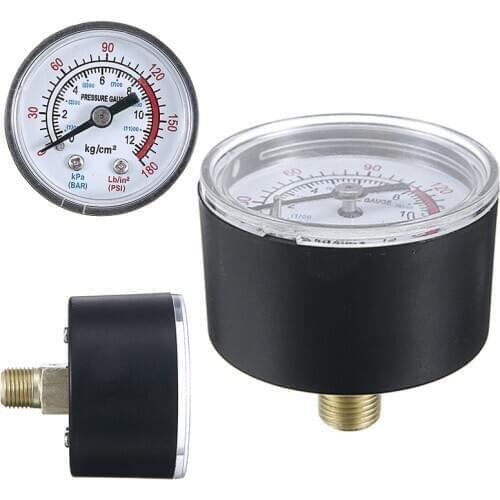 1Pcs 1/8" Male Thread Hydraulic Fluid Pressure Gauge 0-180PSI 0-12Bar Air Compressor Gauge For Air Compressor