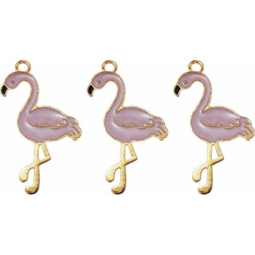 10pcs 20pcs 33*20mm Trendy Alloy Flamingo Enamel Charms Lovely DIY Pendant Handmade Jewelry For Necklace Bracelet Women Gifts