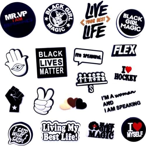 10PCS/Set Black And White Black Girl Magic Icon PVC Flat Back Accessories Crafts For DIY Phone Case Jewelry Scrapbook Charms