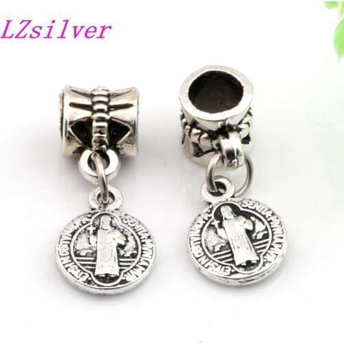 200pcs/lot Zinc Alloy Saint Jesus Benedict Nursia Patron Medal Crucifix Cross Religious Charm bead Pendant 9x24mm A078