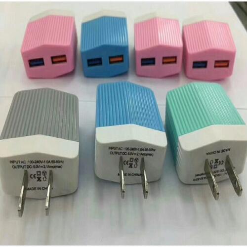 200pcs New Universal 5V 2.1A Wall Charger US plug 2 Dual USB Charger AC Power Adapter for iphone 5s 6 7 8 plus for Samsung HTC