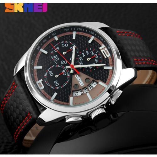 2019 Mens Quartz Watch Men Sports Watches Genuine Leather SKMEI Brand Fashion Relojes Date Relogio Masculino Mens Wristwatches