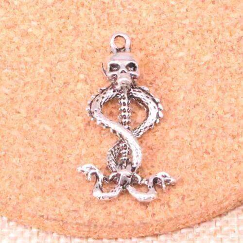 5 pcs Skull skeleton wand Charms Pendants Jewelry Making Handmade,Antique Silver Plated,DIY Bracelet Necklace 37*20 mm