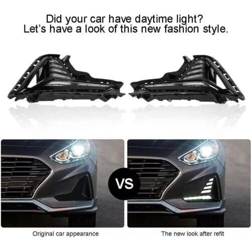 1Pair Car Daytime Running Light DRL LED Daylight Fog Lamp for Hyundai Sonata 2018 2019 2020 12V White LED