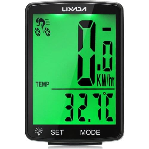 LIXADA Wireless Bike Computer IPX6 Waterproof Multi Functional LCD Screen Bicycle Computer Bike Speedometer Cycling Accessories