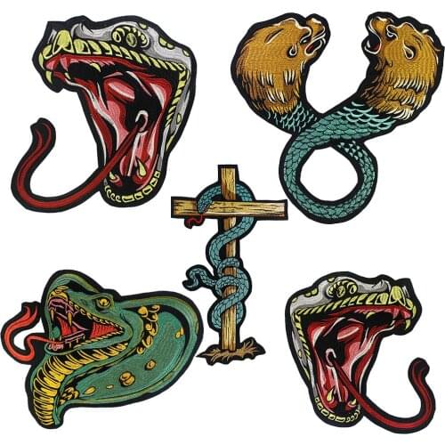 Big Snake Embroidery DIY Patches for Clothing Applique Iron on Sticker Badge Apparel Accessories 2pc TH1947