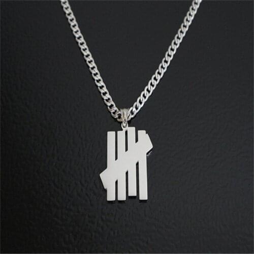 Large pendants bars necklaces mens Undefeated classic five wholesale stainless steel color necklace chain on the neck hip hop