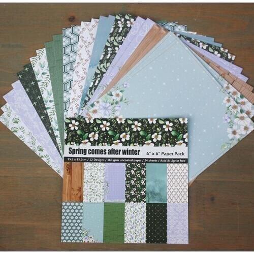 Flower Garden Scrapbooking sets DIY Photo Album Scrapbooking Decorative Papers 6inches 24 pcs/Set