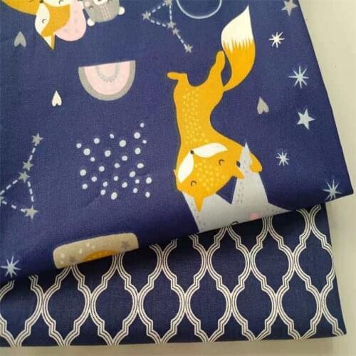 Kids Twill Cotton Fabric 100% Cotton Patchwork Cloth,DIY Sewing Quilting Fat Quarters Material For Baby&Child Blue Color