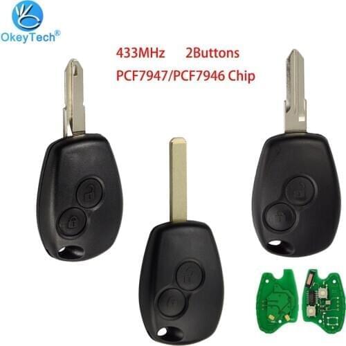 OkeyTech For Renault Duster Modus Clio 3 Twingo DACIA Logan Sandero Kangoo Remote Car Key 433MHz PCF7947 PCF7946 Chip NE72 VA2