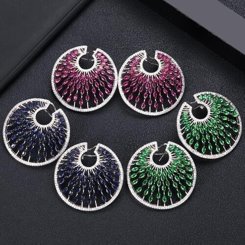 JANKELLY flwoer shape Full Mirco Paved Micro Zirconia Women Bridal Dress Wedding Everyday Drop Earring Fashion Jewelry