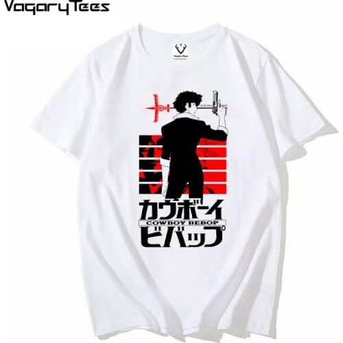 Fashion JAPAN manga unisex streetwear t-shirt Cowboy bebop spike funny anime t shirt men new white casual tshirt homme