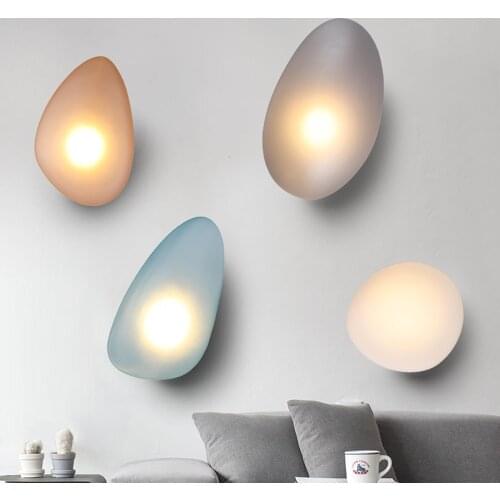 Nordic LED Wall Lamps Living Room Designer Lamp Modern Glass Pebble Wall Light Bedroom Decoration Lighting Stair Light