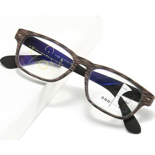 Men Women Fashion Wood Ultralight See Near and Far Progressive Multifocal Reading Glasses +1 +1.5 +2 +2.5 +3 +3.5