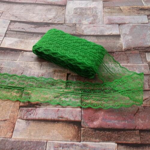 Beautiful Grass Green 10 yards 45mm Width Net Embroidery Lace Bilateral DIY Jewelry, Clothing, Wedding, Sewing accessories