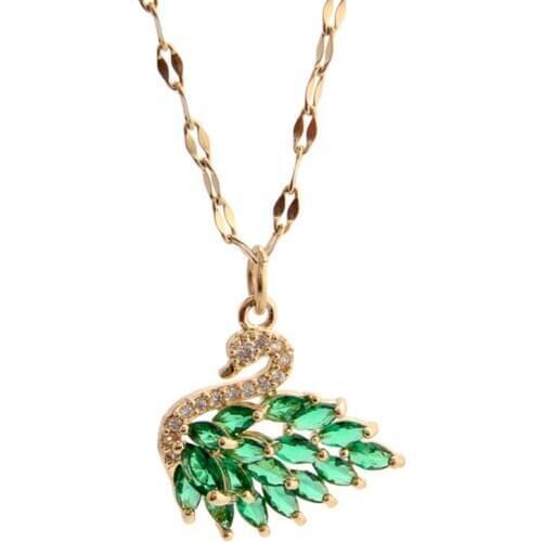 Necklaces for Womens Black Swan Zircon Pendant Fashion Simple Pink Stainless Steel Necklace Jewelry on The Neck Gifts for Woman