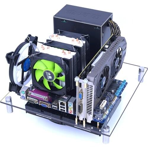 Transparent Acrylic Horizontal ITX MATX ATX DIY Computer Chassis All Open Fan Cooling Desktop Bracket With External USB Panel