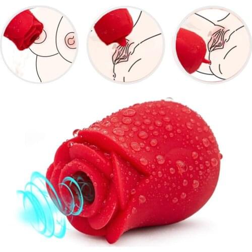 Rose Flower Sucking Vibrator For Woman Nipple Sucker Clitoris Stimulator Tongue Lick Breast Enlarge Adults Sex Toys Rechargeable