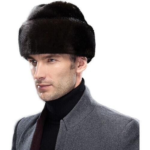 Zero Fish Multi- colored Mink Hat Mens Winter Fur Warm Hat Fashion Popular Real Mink Whole Skin Genuine Hair