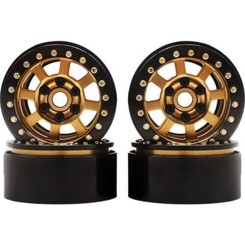 4PCS Metal Alloy Gold 1.9 Wheel Rim Wheel Hub for 1/10 RC Crawler Car Axial SCX10 90046 D90 TF2