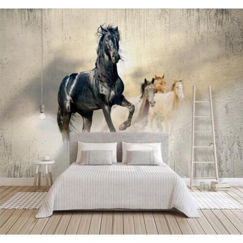 Xuesu Nordic modern minimalist running horse personality Nordic background wall professional custom 8D waterproof wallpaper
