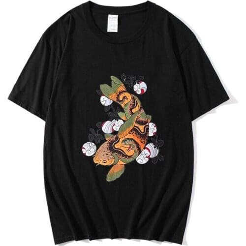 Carp Japanese Print Funny Mens and Womens T-shirts Anime Shirts Funny T-shirts Mens Shirts Harajuku Tee Cotton Clothes