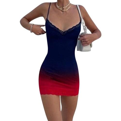 Women Fashion Sleeveless Gradient Color Dress Ladies Female Stylish Dress for Party