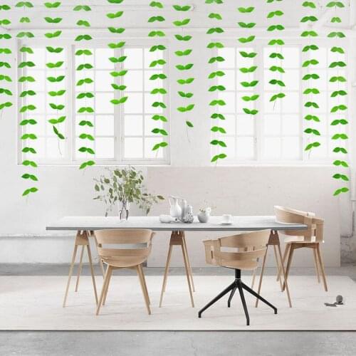 1/5set 4.6mGreen Leaf Pull Flower DIY Artificial Leaf Wall Hanging Banner Pendant Family Wedding Theme Party Decoration Supplies