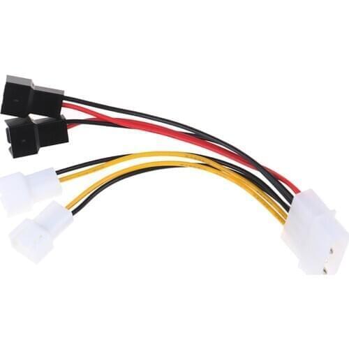 1pcs 4-Pin Molex To 3-Pin Fan Power Cable Adapter Connector 12v*2/ 5v*2 Computer Cooling Fan Cables For CPU PC Case Fan Cable