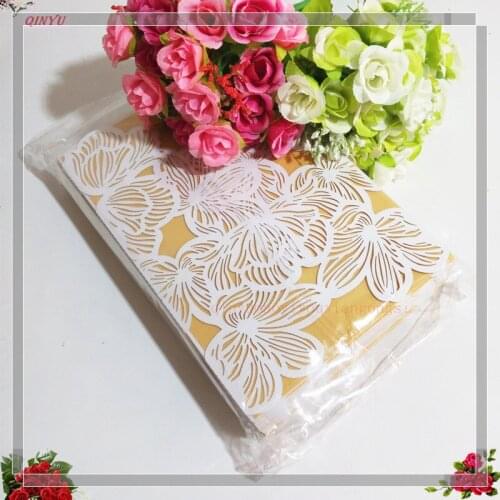 10/30pcs Wedding Invitations Blue Laser Cut Card Rose Elegant Greeting Card Customize Wedding Party Decorations White 12*18cm 5
