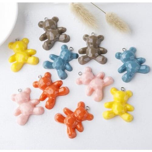 10Pcs Colorful Gummy Bear Pendant Charms for Necklace Bracelet Diy Earrings Jewelry Bears Child Gift 2.1*1.1cm