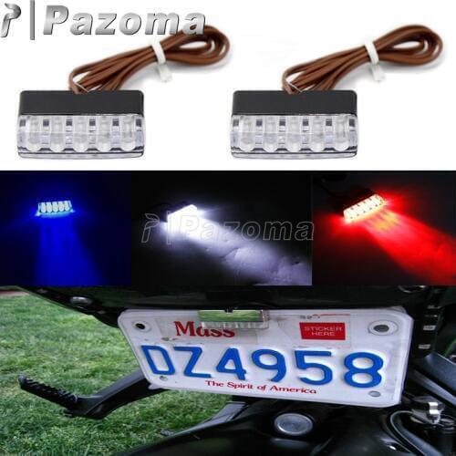 19" Lead Wire 2PCs Motorcycle LED License Plate Light Universal LED Turn Signals Indicators Blinker DRL Rear Brake Stop Lights