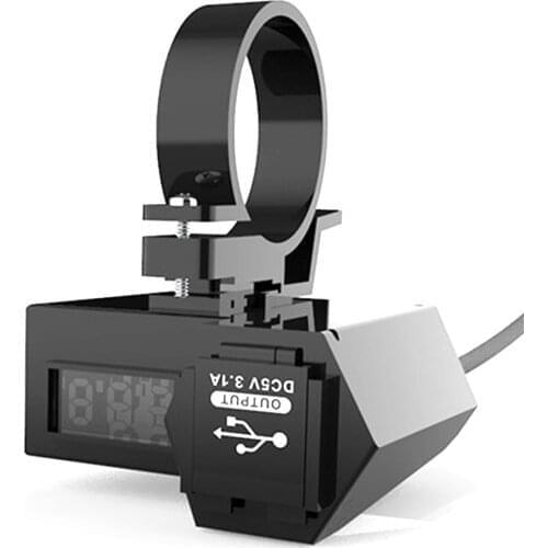 2 In 1 Multifunction Waterproof Motorcycle Handlebar Dual USB Charger Adapter With Voltmeter LED Display