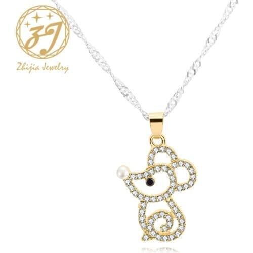 2020 Personality Cute Mouse Pendant Necklace Gold Color Zinc Alloy Necklace Quality Rat Year Fashion Party Necklace Gift