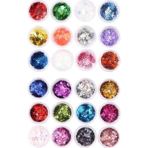24x Snow&Star Charms Nail Sequins Long Lasting 3D Nail Art DIY Decoration