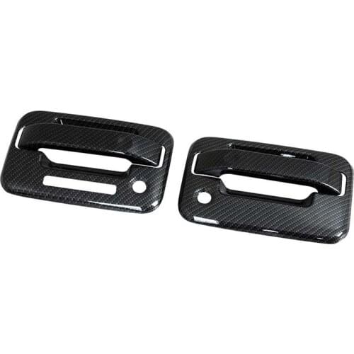 2DR Carbon Fiber Car Chrome Door Handle Cover Accessory For 04-14 Ford F-150 With Key Pad and Passenger Key Hole