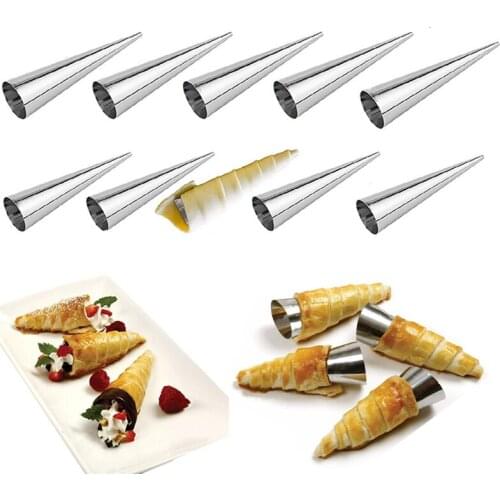 5Pcs Conical Tube Cone Roll Moulds Spiral Croissants Molds Cream Horn Mould Pastry Mold Cookie Dessert Home Kitchen Baking Tool