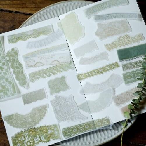 98pcs Vintage Strip Flower Lace Parchment Paper Stickers Set Die Cut For DIY Scrapbooking Photo Album Junk Journal Sticker Label