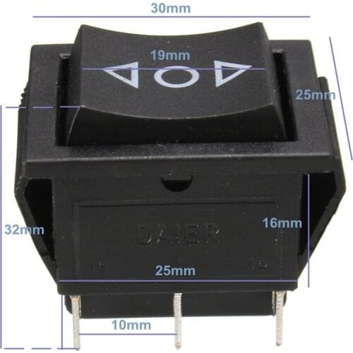 AC 250V/10A 125V/15A 6-Pin DPDT Power Window Momentary Rocker Switch 12 V