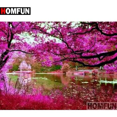 HOMFUN Full Square/Round Drill 5D DIY Diamond Painting "Tree scenery" Embroidery Cross Stitch 5D Home Decor Gift A17814