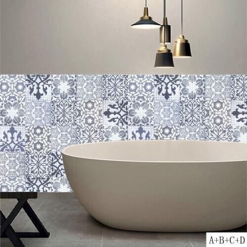 Arabian 3d Tile Ceramic Wall Sticker Kitchen Bathroom Toilet Mural Waterproof Room Decals Pvc Wallpaper Waist Line 100*20cm