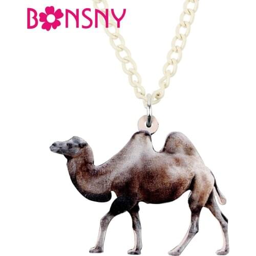Bonsny Acrylic Walking Camel Necklace Pendent Choker Desert Animal Jewelry For Girls Teens Women 2019 New Charm Gifts Decoration