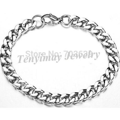 Fashion mens titanium stainless steel antirust chain bracelet, lobster clasp, free shipping