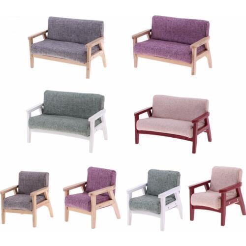 G08-X117 children baby gift Toy 1:12 Dollhouse mini Furniture Miniature rement Japanese-style cloth sofa 1pcs