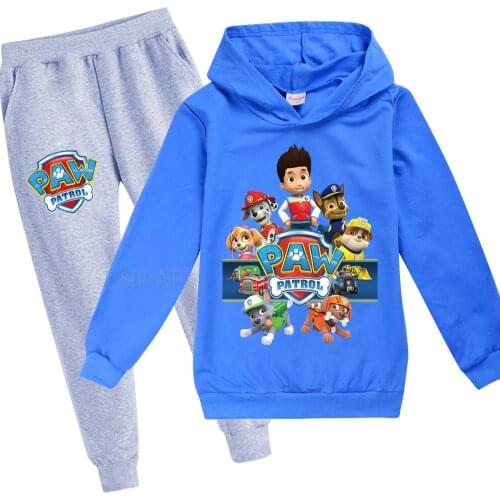 PAW PATROL Kids Sports Suit Autumn Childrens Hooded Long-sleeved Hoodies + Trousers Two-piece Casual Student Clothing Suit