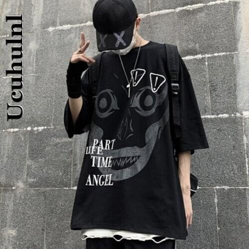 Ucuhulnl Hip Hop T-shirt Men Harajuku Street Style T-shirt Casual Short Sleeve Loose Summer Tops Oversized T-shirt Japanese