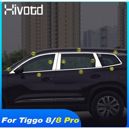 Hivotd Window Trim Cover Exterior Accessories Stainless Steel Mouldings Decoration Parts For Chery Tiggo 8/Tiggo 8 Pro 2018-2021